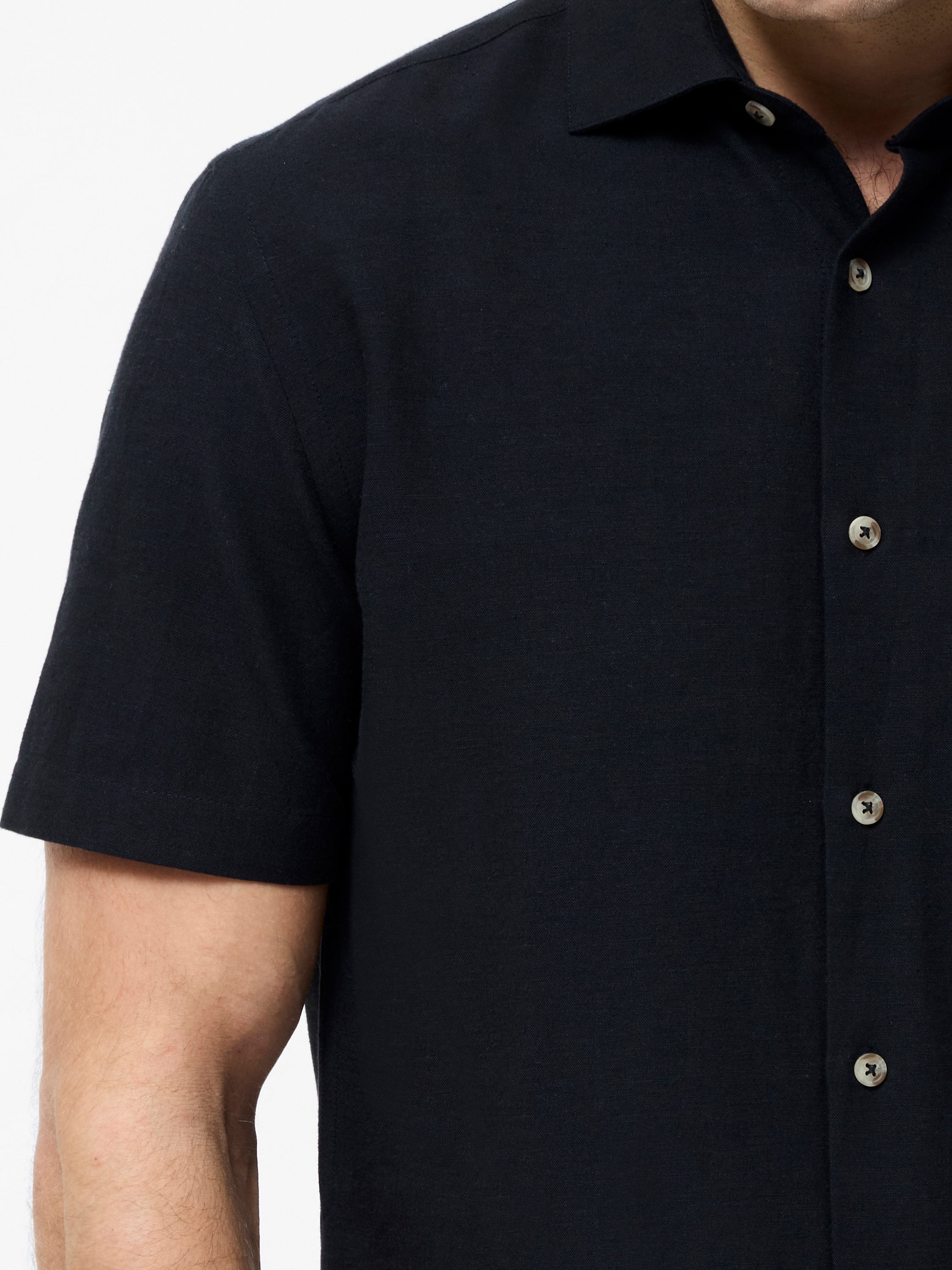 Short Sleeve Linen Blend Shirt