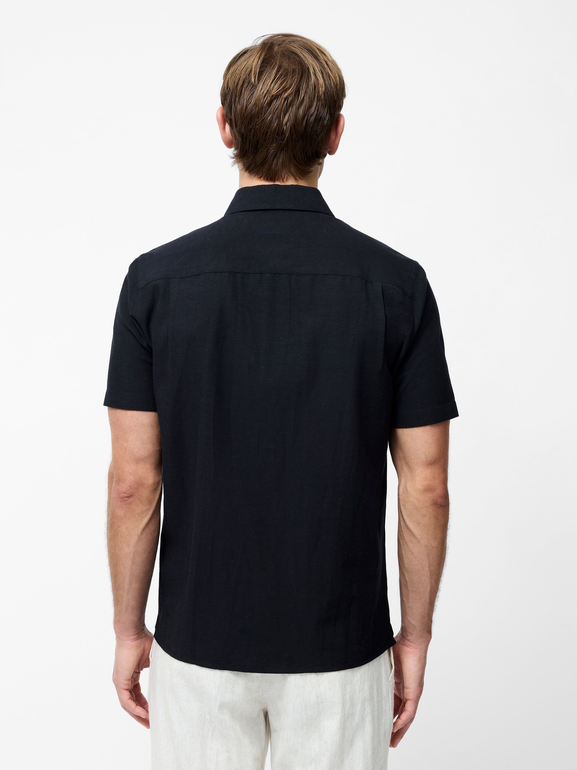 Short Sleeve Linen Blend Shirt