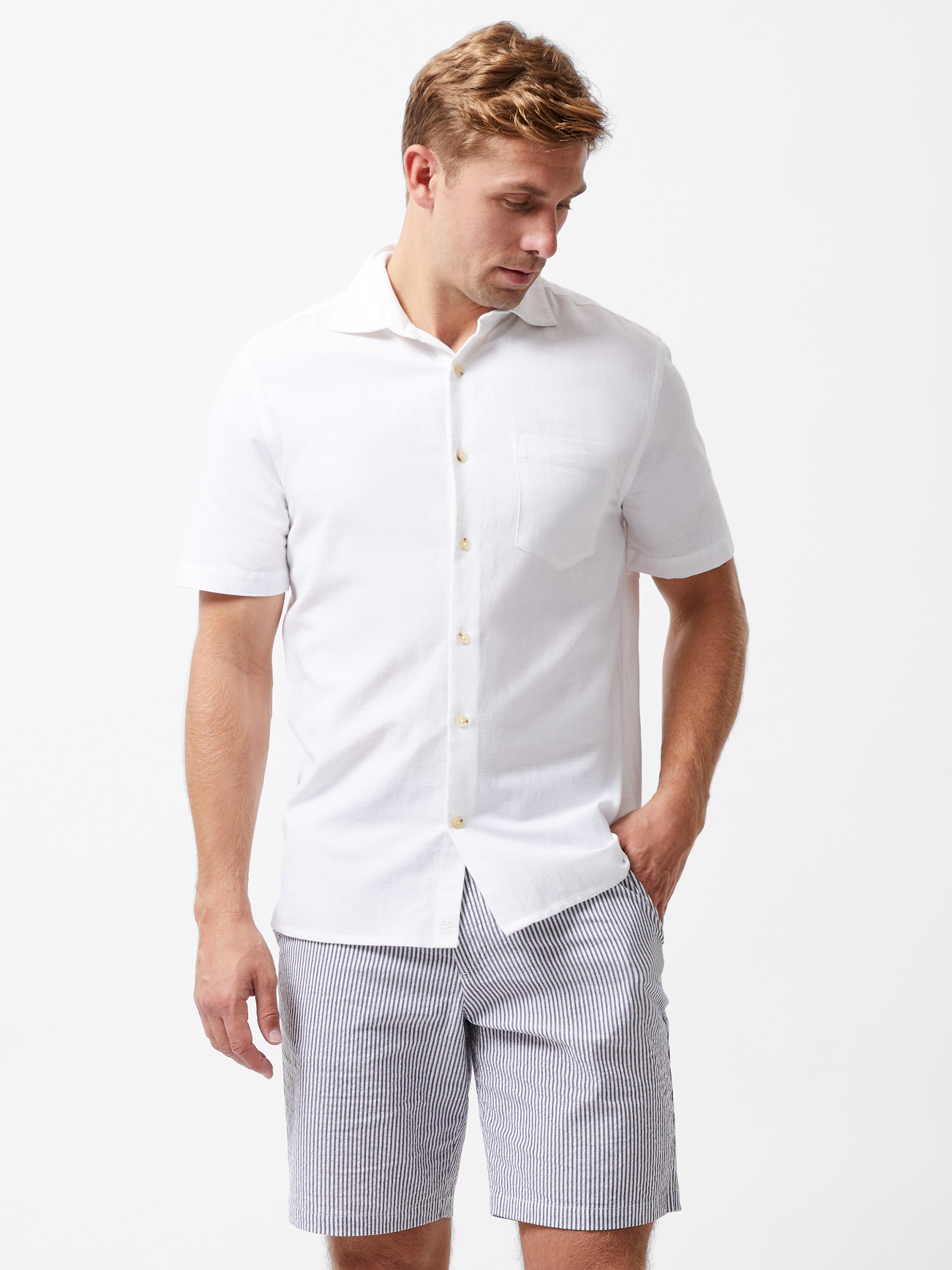 Short Sleeve Linen Blend Shirt