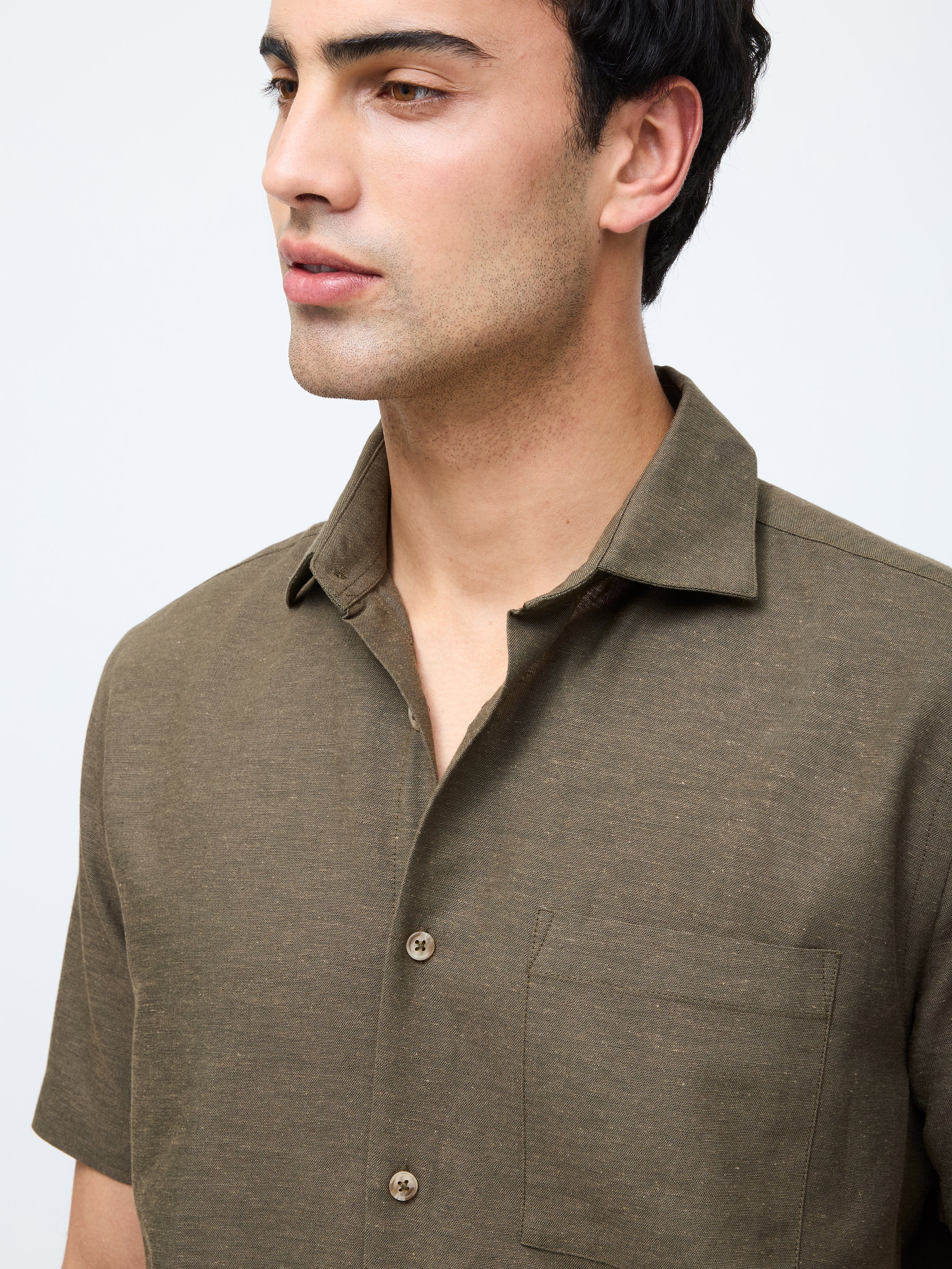 Short Sleeve Linen Blend Shirt