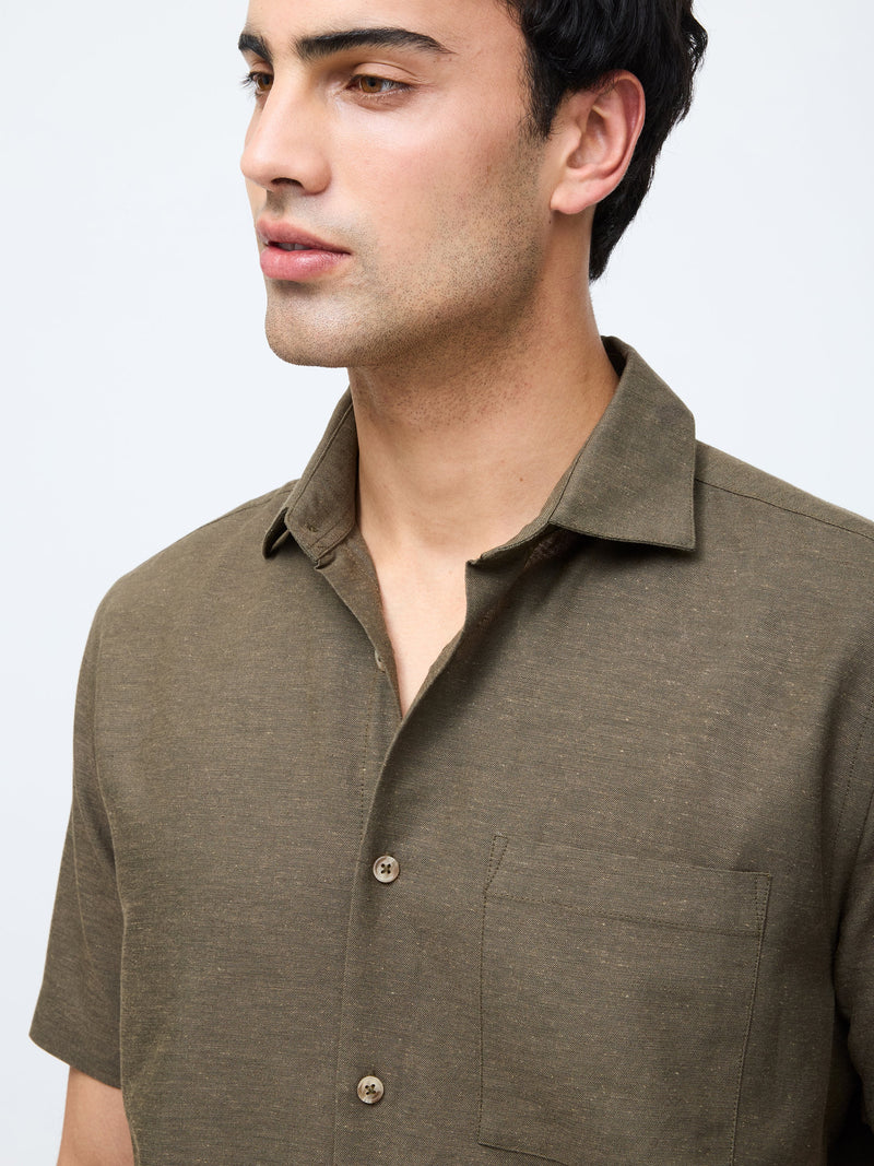 Short Sleeve Linen Blend Shirt