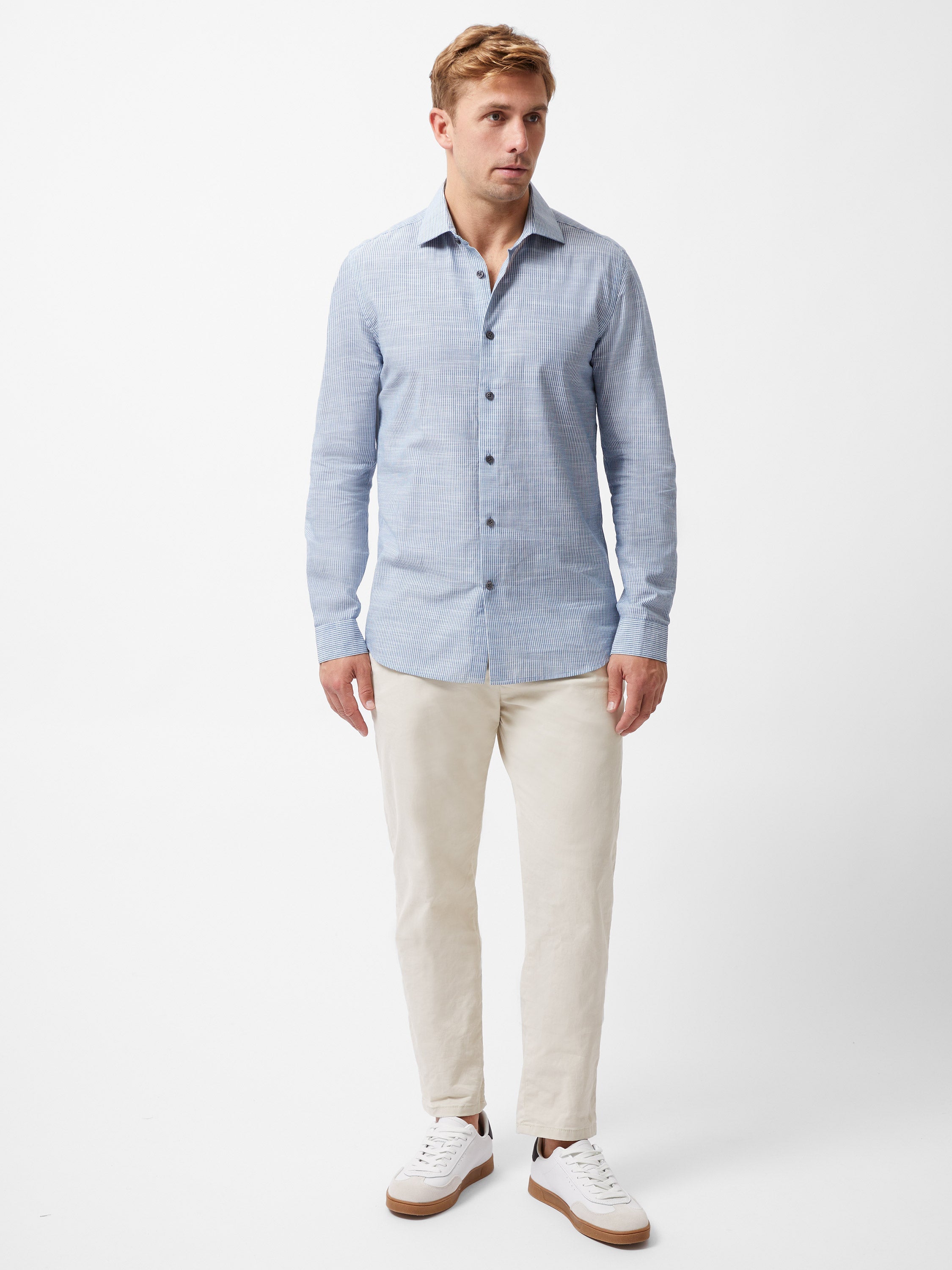 Slim Fit Cutaway Collar Stripe Shirt