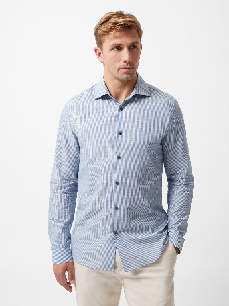 Slim Fit Cutaway Collar Stripe Shirt
