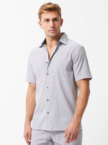 Ticking Stripe Short Sleeve Shirt