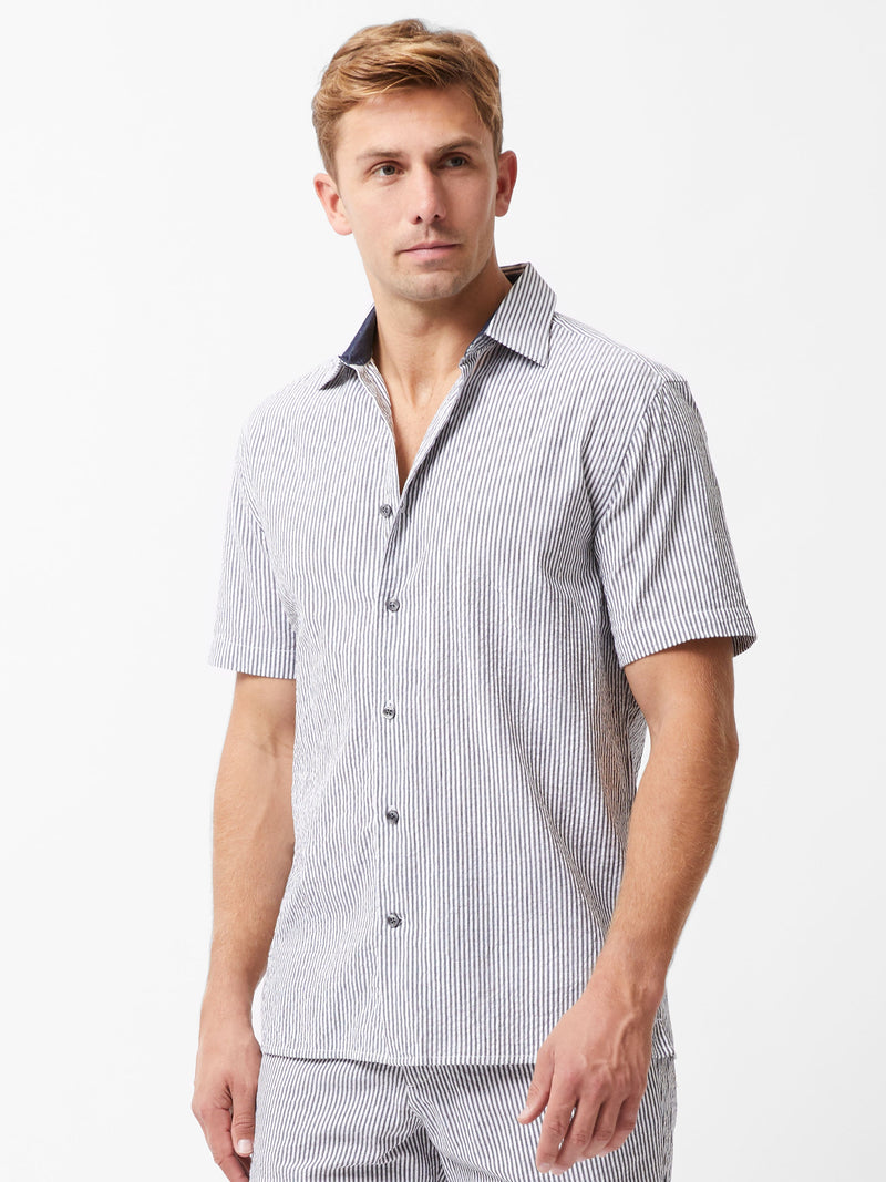 Ticking Stripe Short Sleeve Shirt