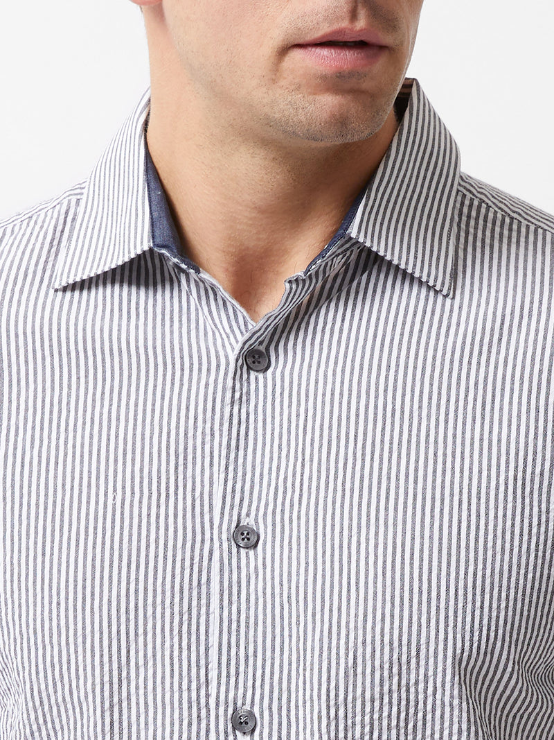Ticking Stripe Short Sleeve Shirt