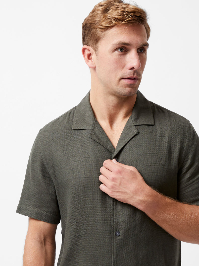Short Sleeve Matty Weave Revere Shirt