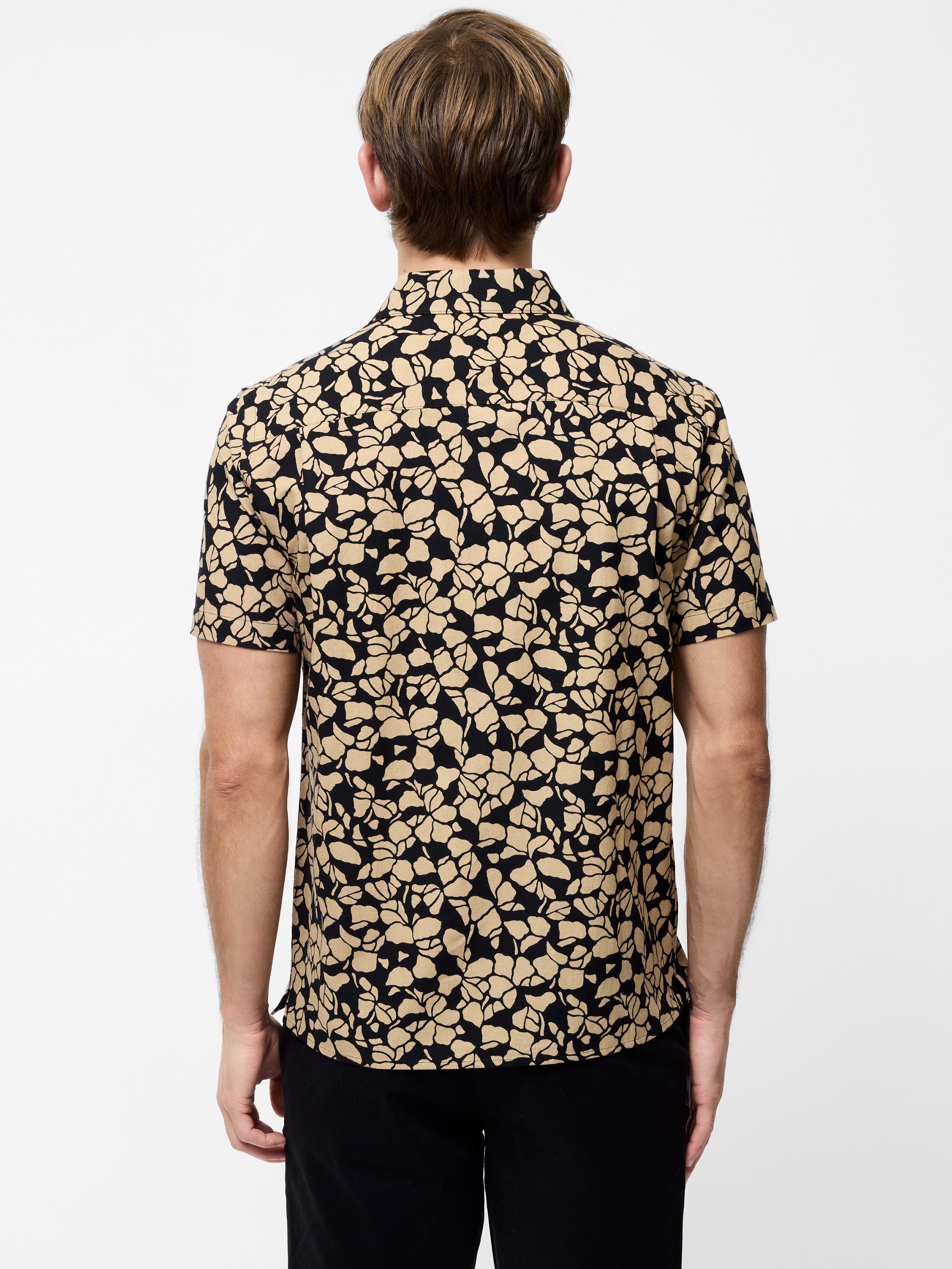 Linen Blend Printed Short Sleeve Shirt