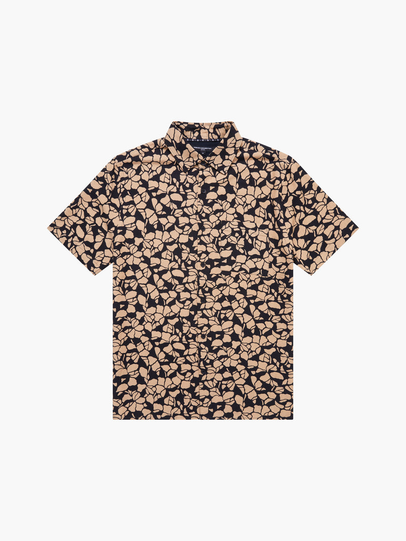 Linen Blend Printed Short Sleeve Shirt