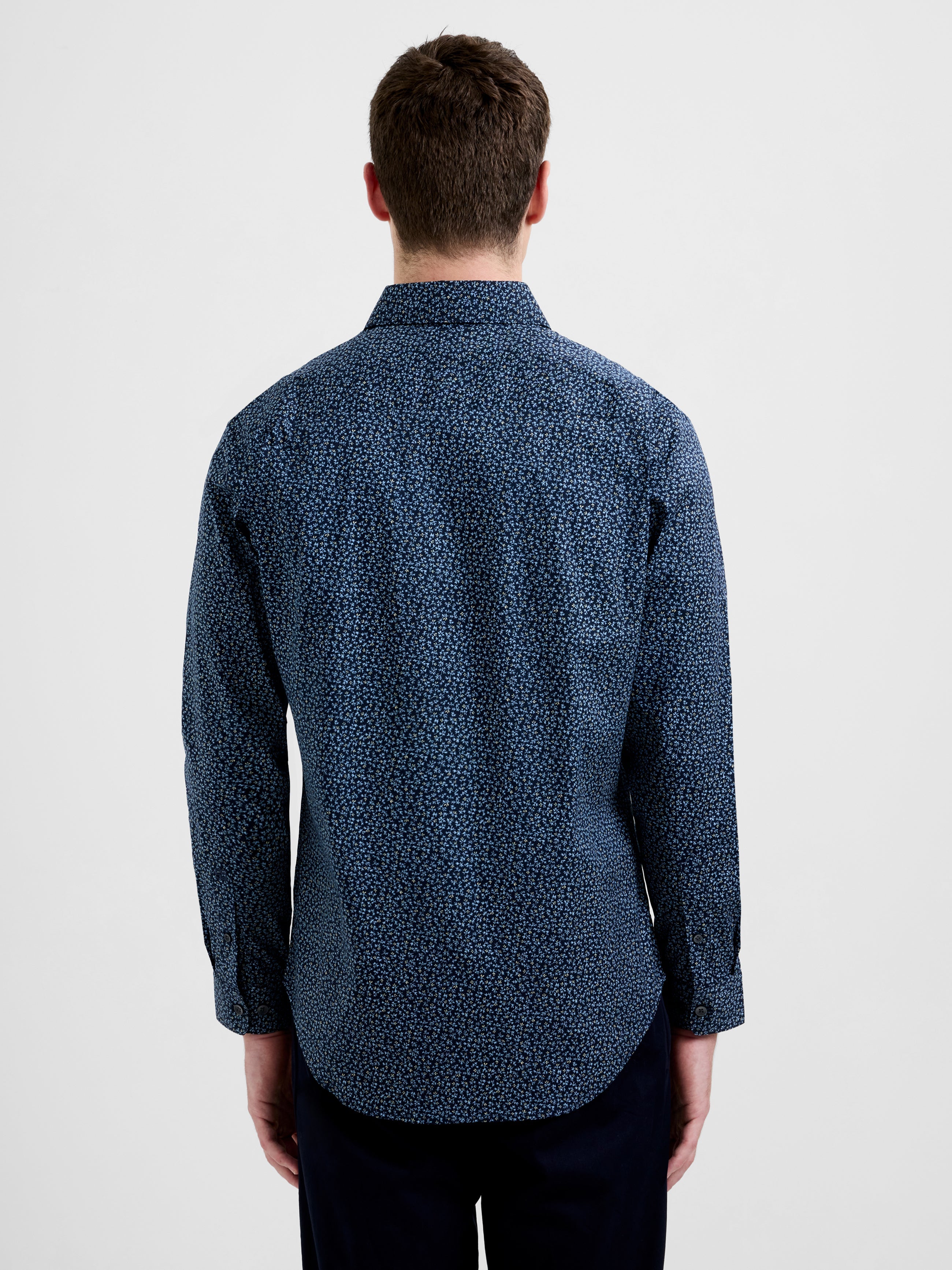 Long Sleeve Regular Fit Micro Flower Print Shirt
