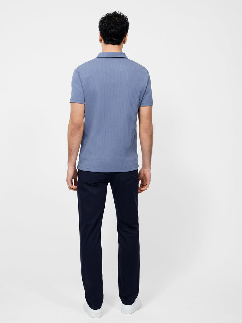Variated Rib Short Sleeve Polo Shirt