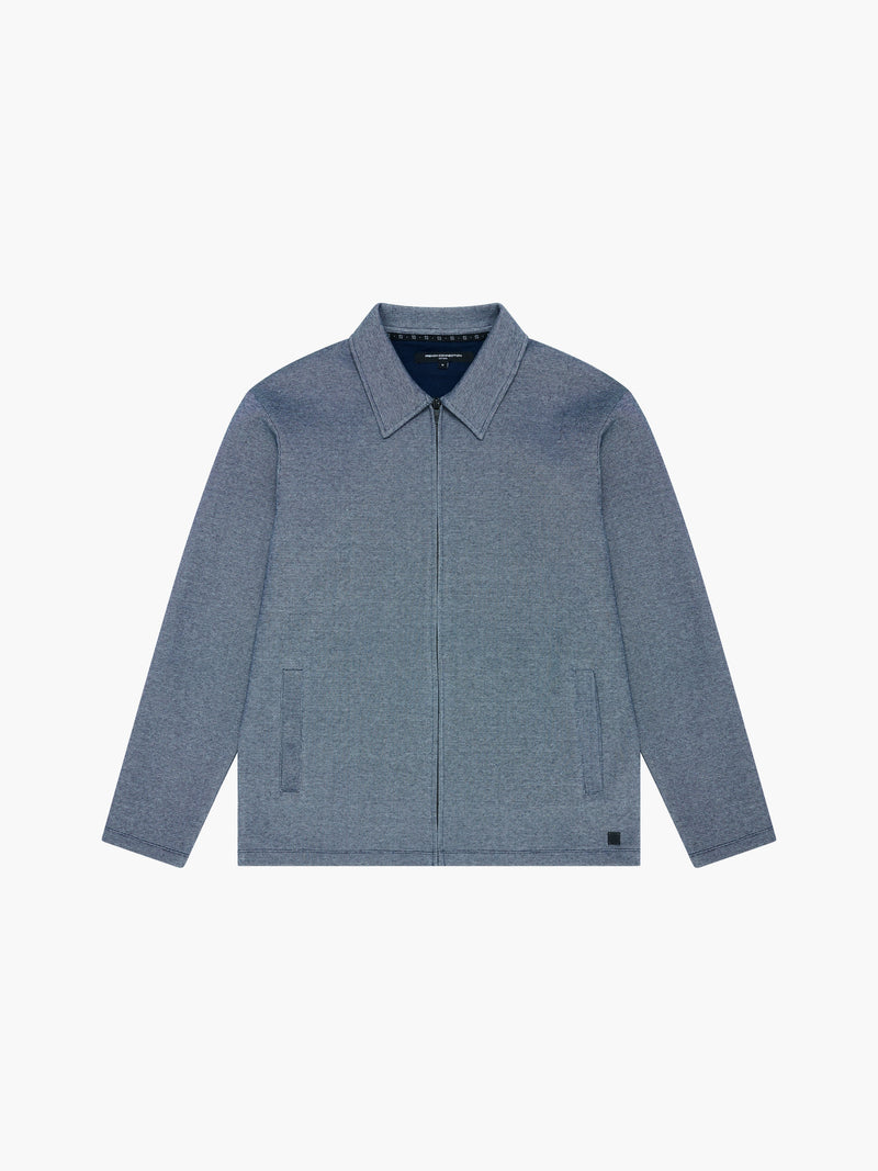Long Sleeve Double Face Pique Zip Through Shirt