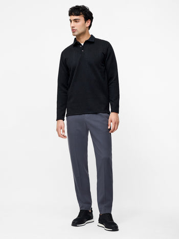 Long Sleeve Jacquard Polo Shirt