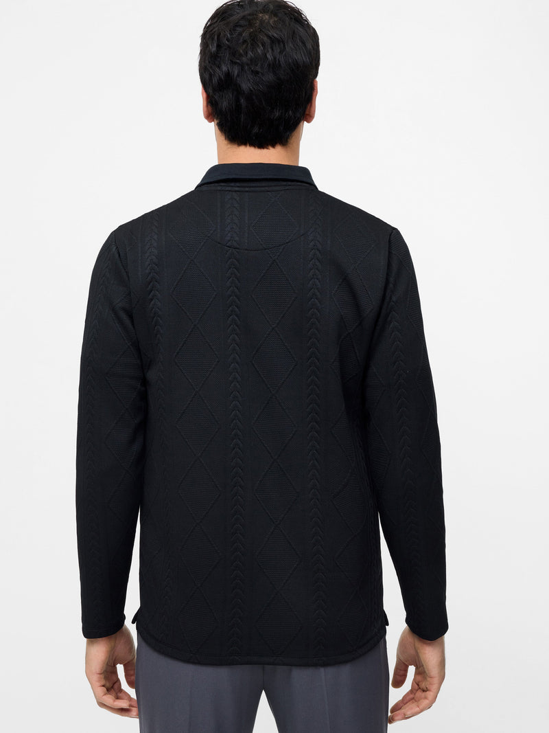 Long Sleeve Jacquard Polo Shirt