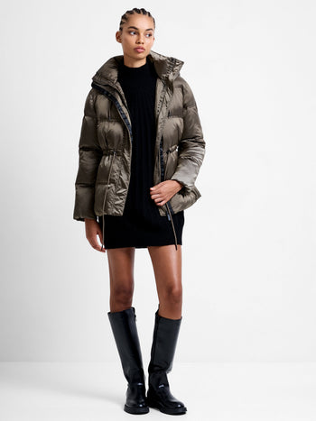 Kendra Nylon Hooded Puffer Jacket