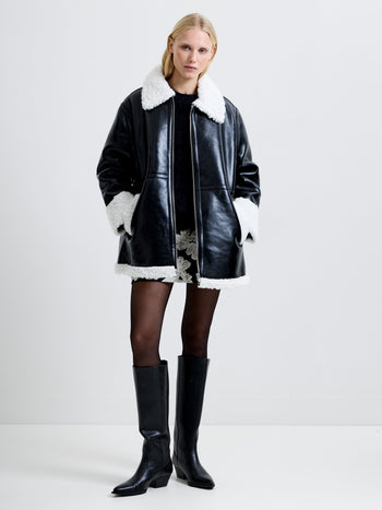 Ajani PU Faux Fur Coat