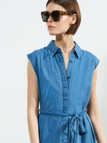 Zaves Chambray Denim Midi Dress
