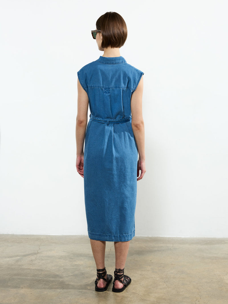 Zaves Chambray Denim Midi Dress