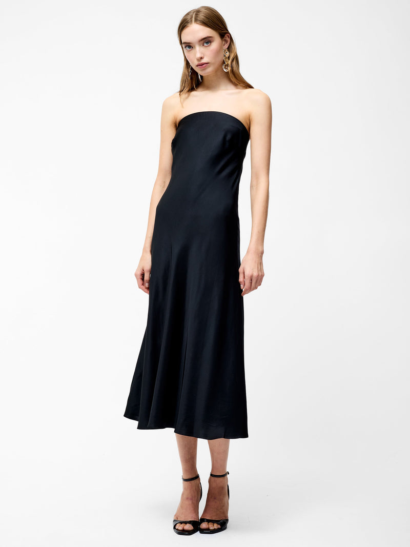 Oona Satin Bandeau Midi Dress