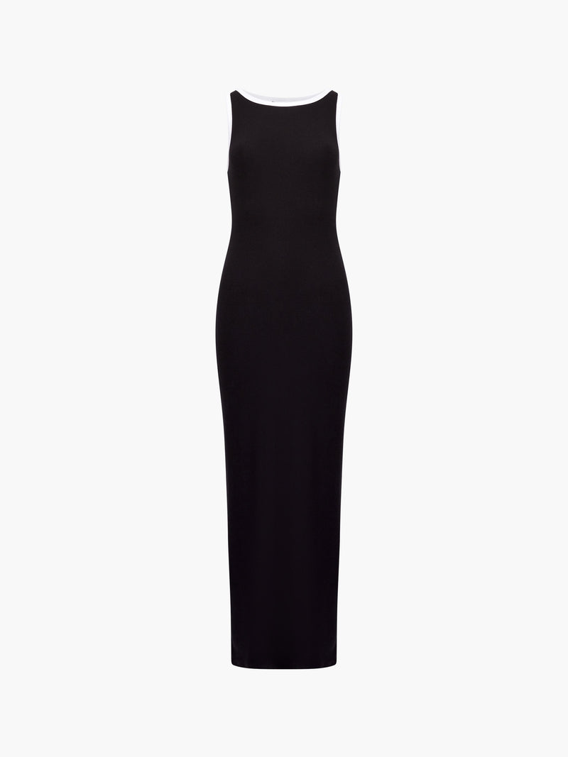 Rasia Ribbed Binding Boat Neck Dress