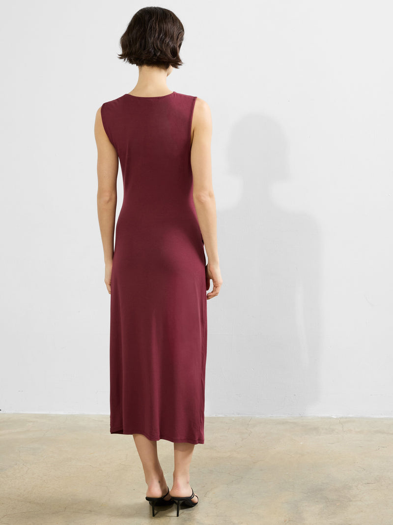 Sia Jersey  Asymmetric Neck Midi Dress