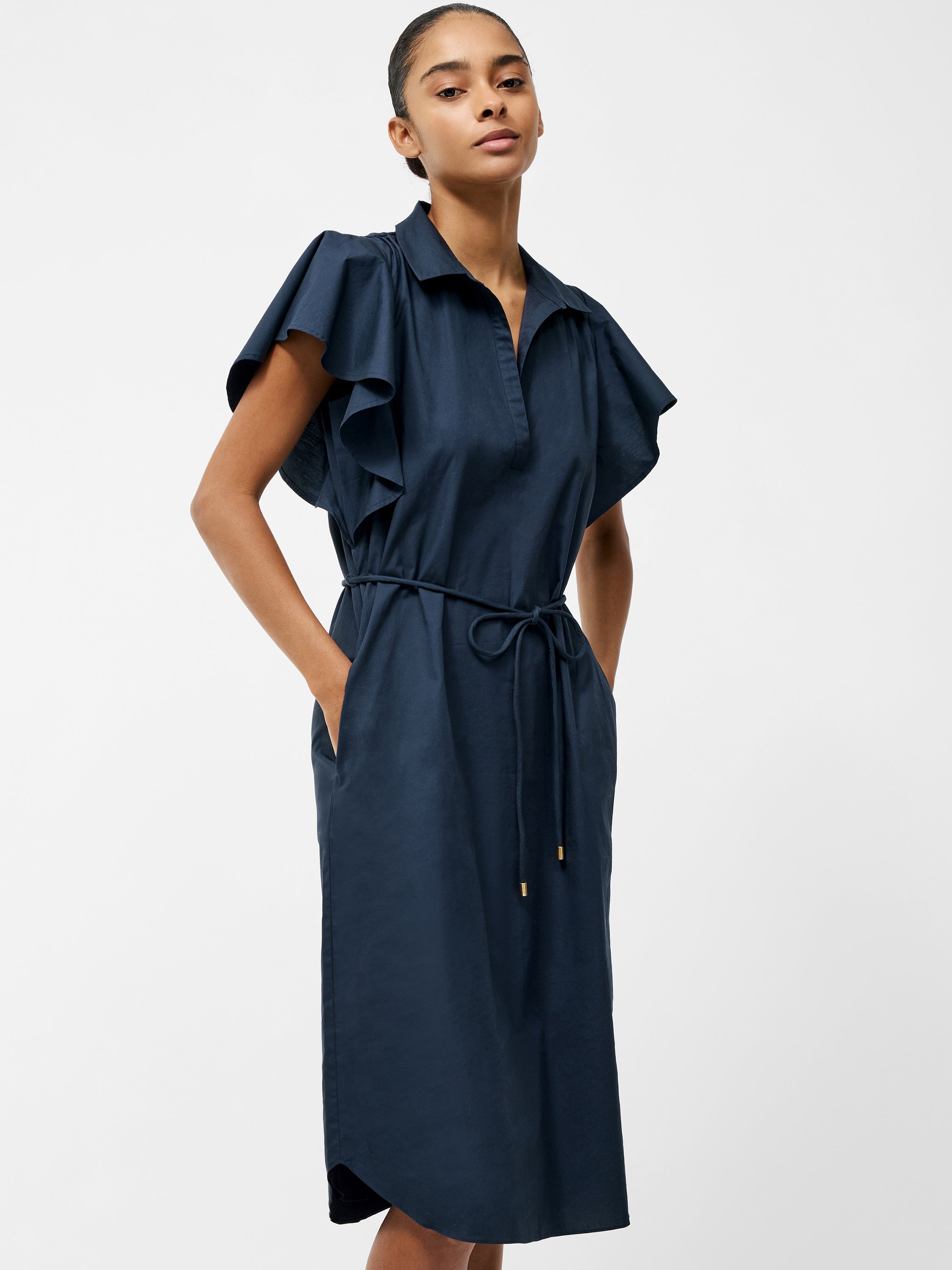 Cambria Cotton Belted Midi Dress