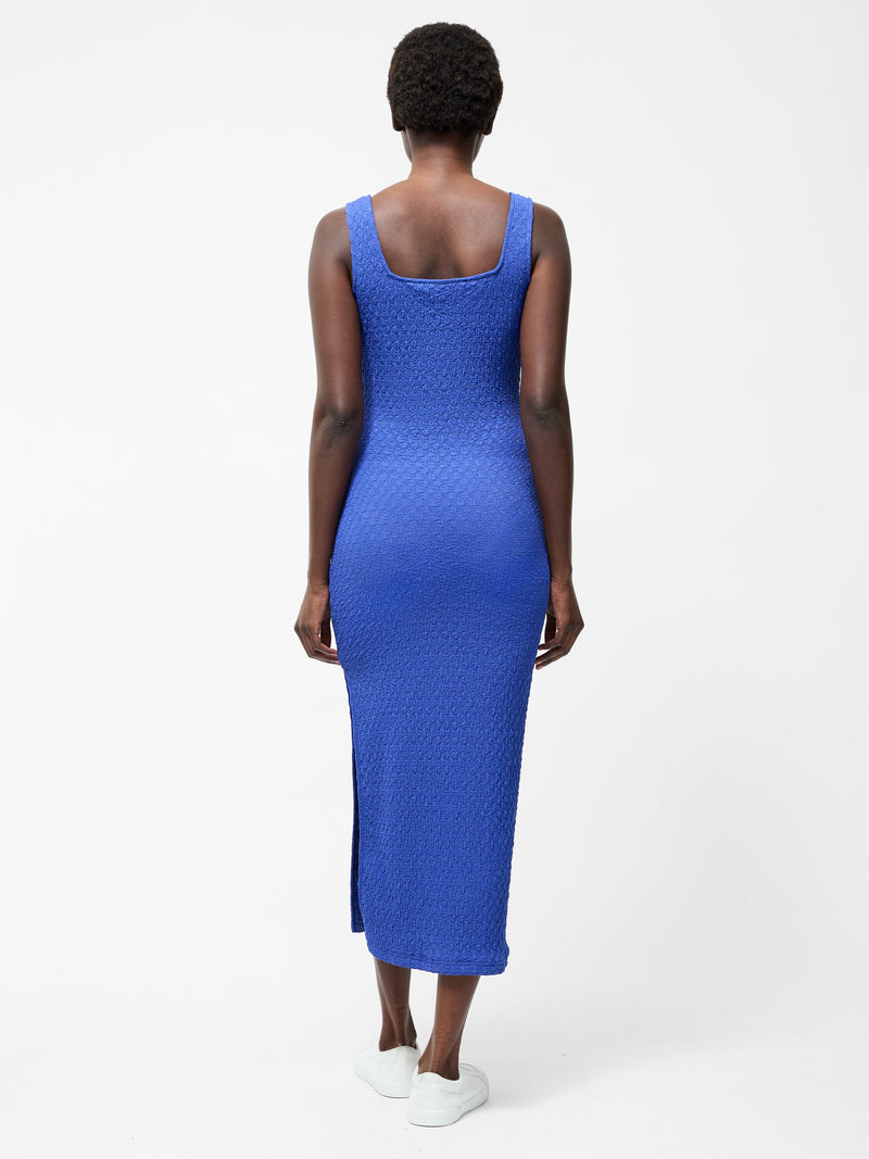 Textured Square Neck Midi Dress