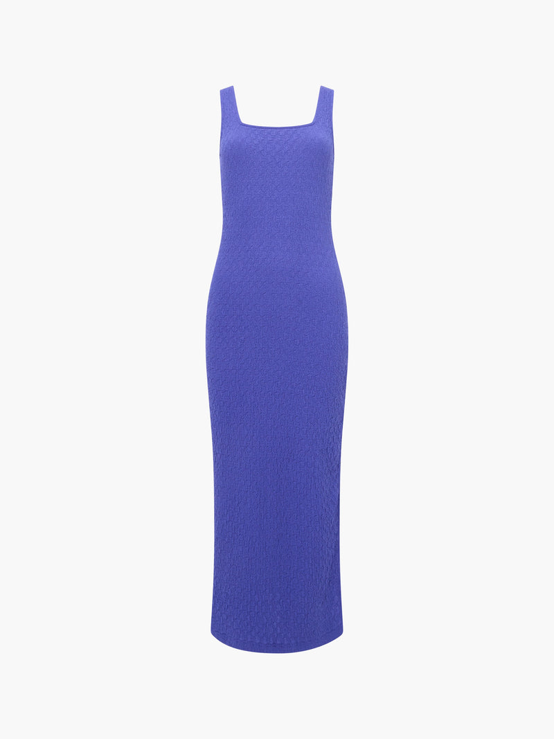 Textured Square Neck Midi Dress