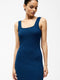 Textured Square Neck Midi Dress