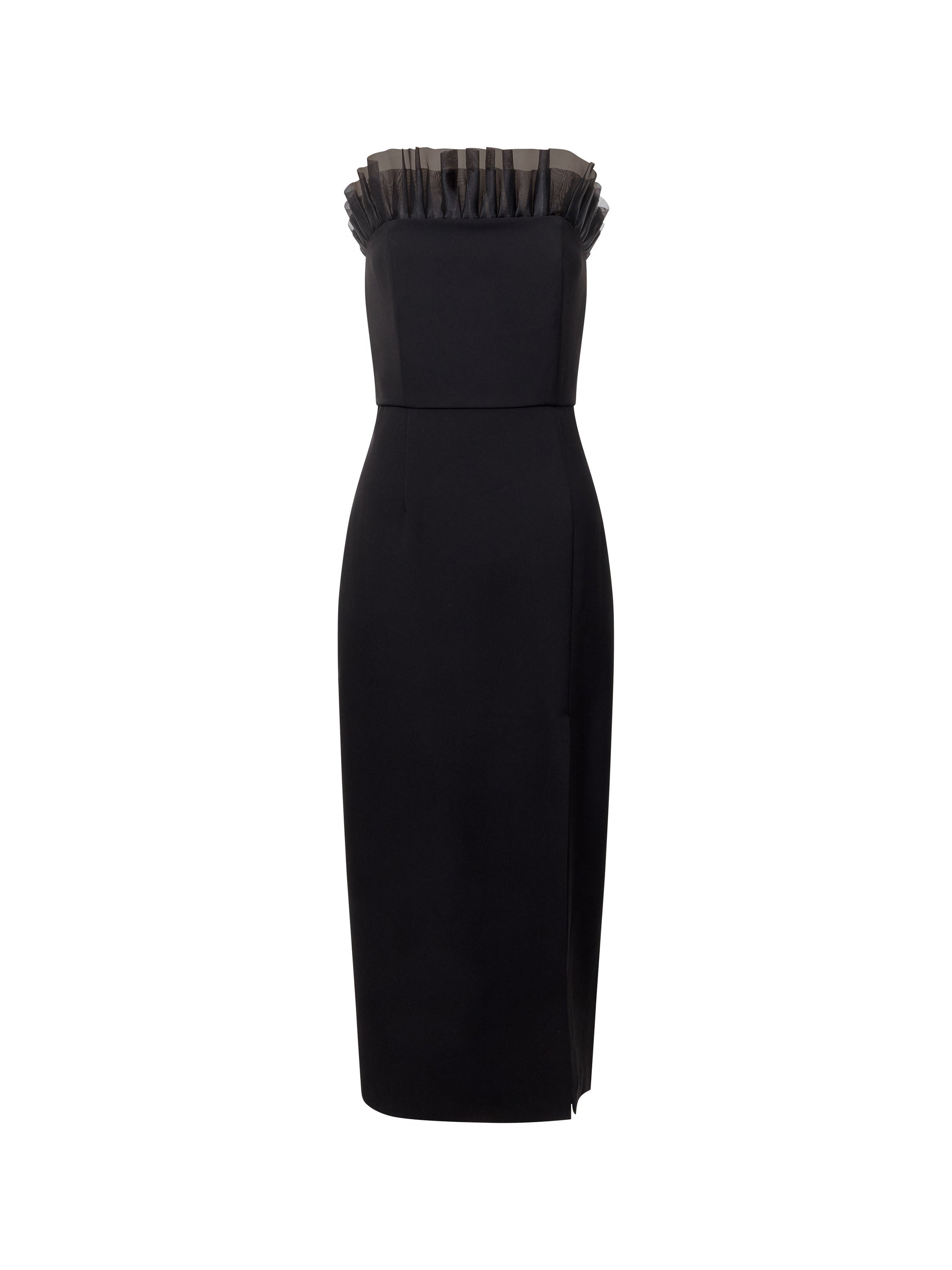 Bandeau Organza Mix Frill Midi Dress