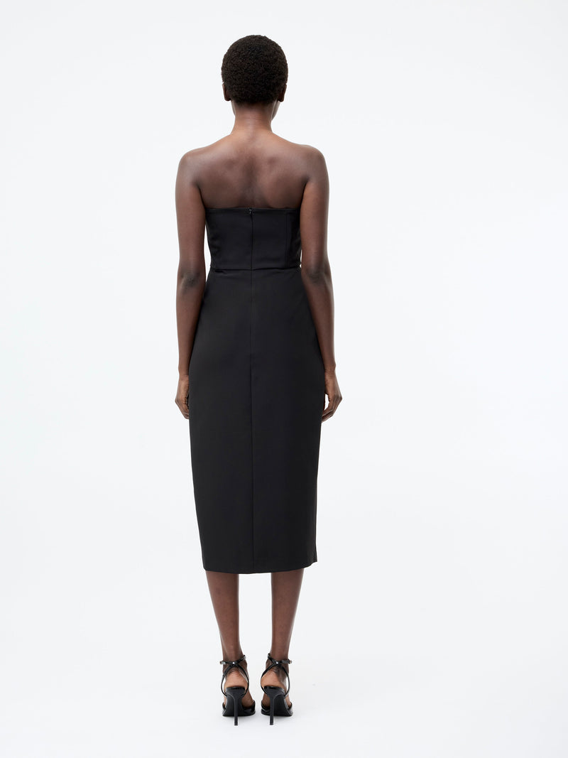 Bandeau Organza Mix Frill Midi Dress