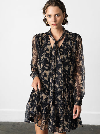 Hallie Snake Chiffon Mini Dress