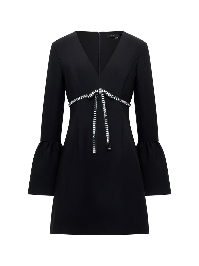 Azra Twill Diamante Bow Mini Dress