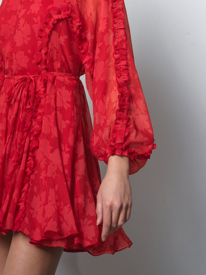 Kara Print Long Sleeve Flared Mini Dress