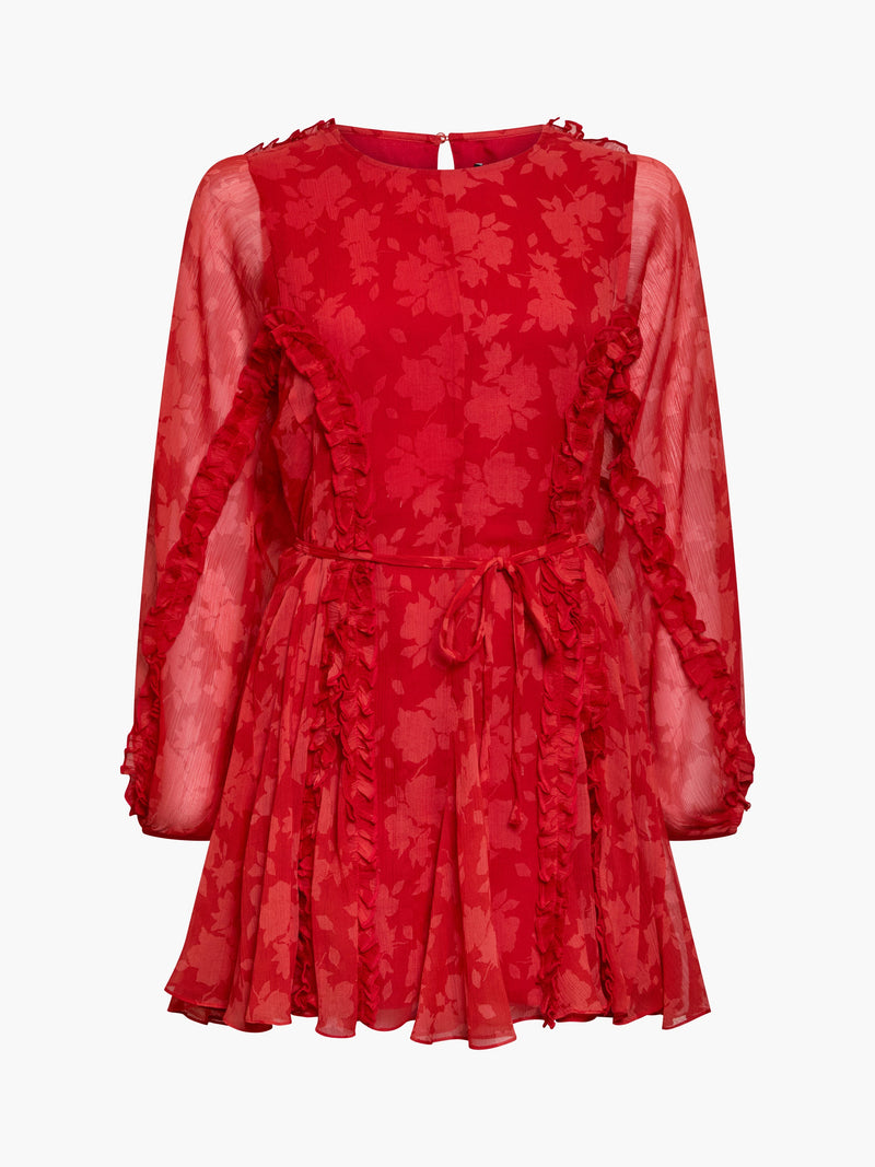 Kara Print Long Sleeve Flared Mini Dress