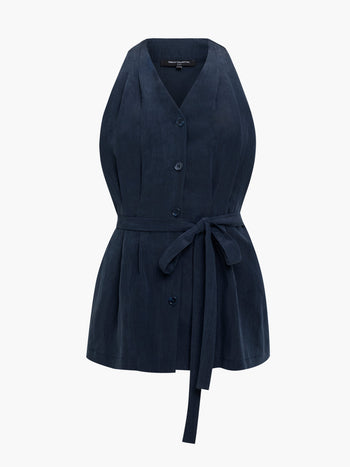 Melina Navy Belted Halterneck Top