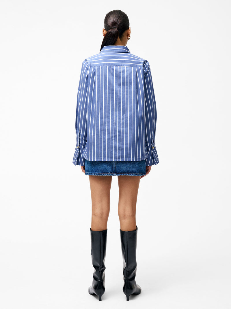 Alexis Cotton Stripe Long Flared Sleeve Shirt