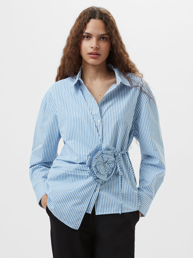 Cambria Cotton Striped Corsage Shirt