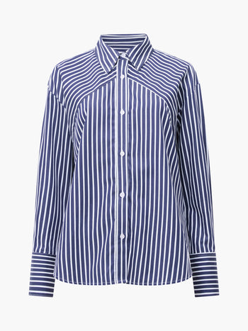 Alexis Cotton Angled Yoke Striped Shirt