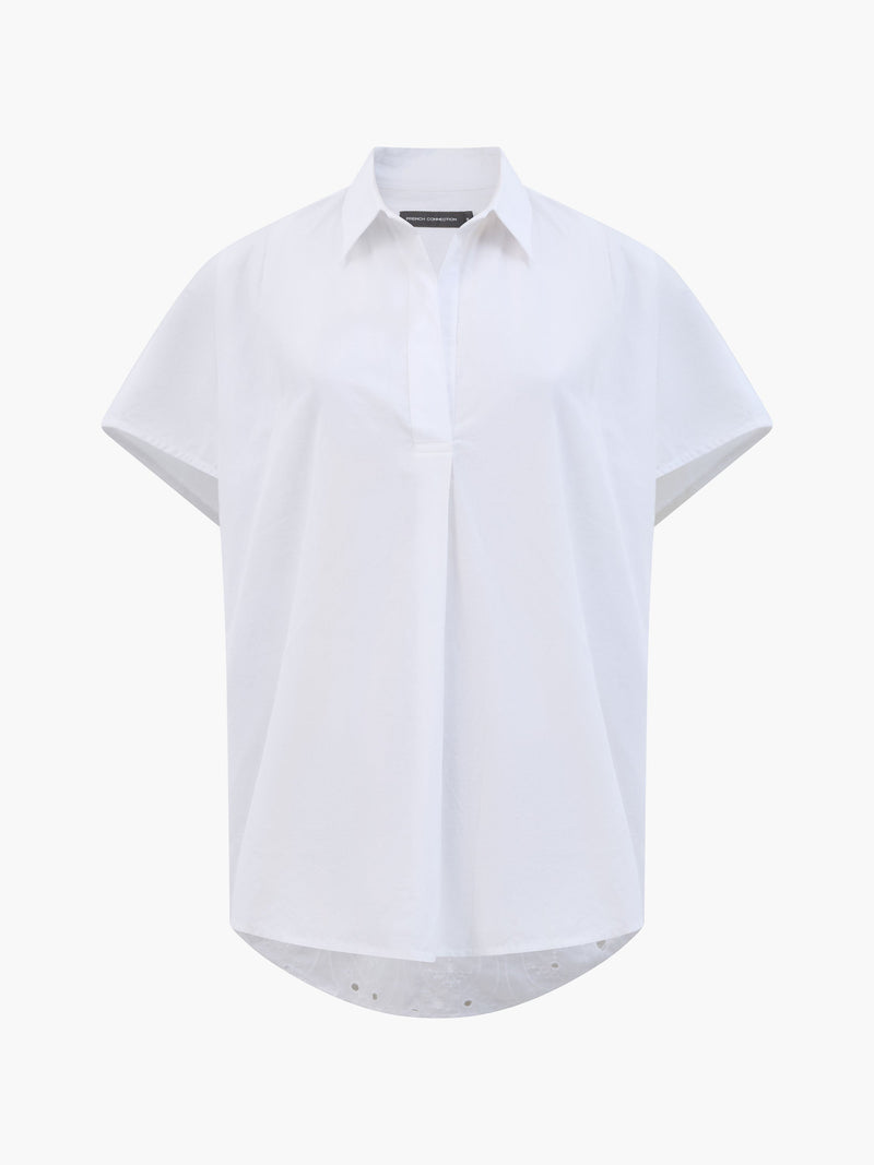 Broderie Back Short Sleeve Popover Shirt