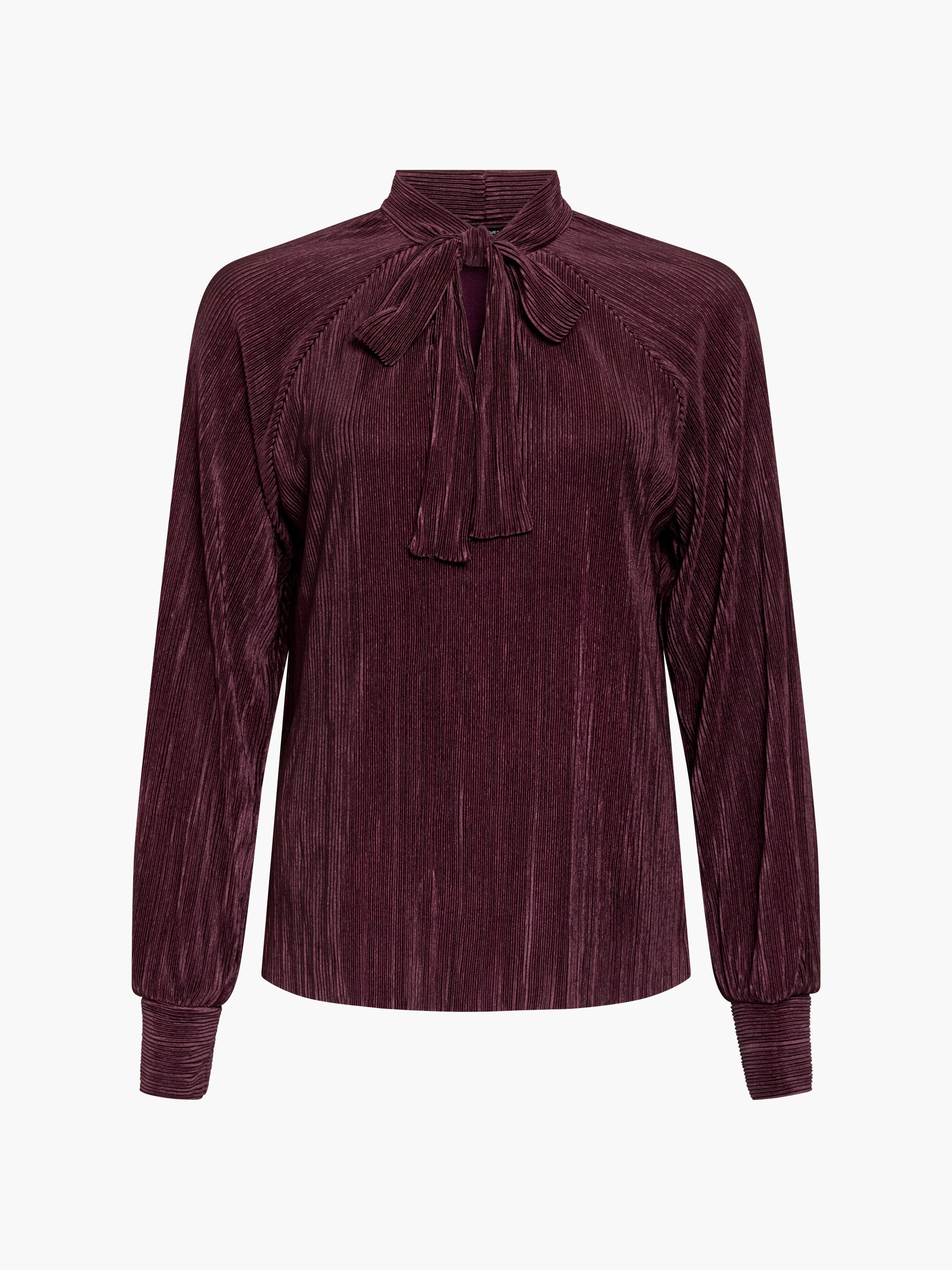 Rylah Plisse Long Sleeve Tie Neck Shirt