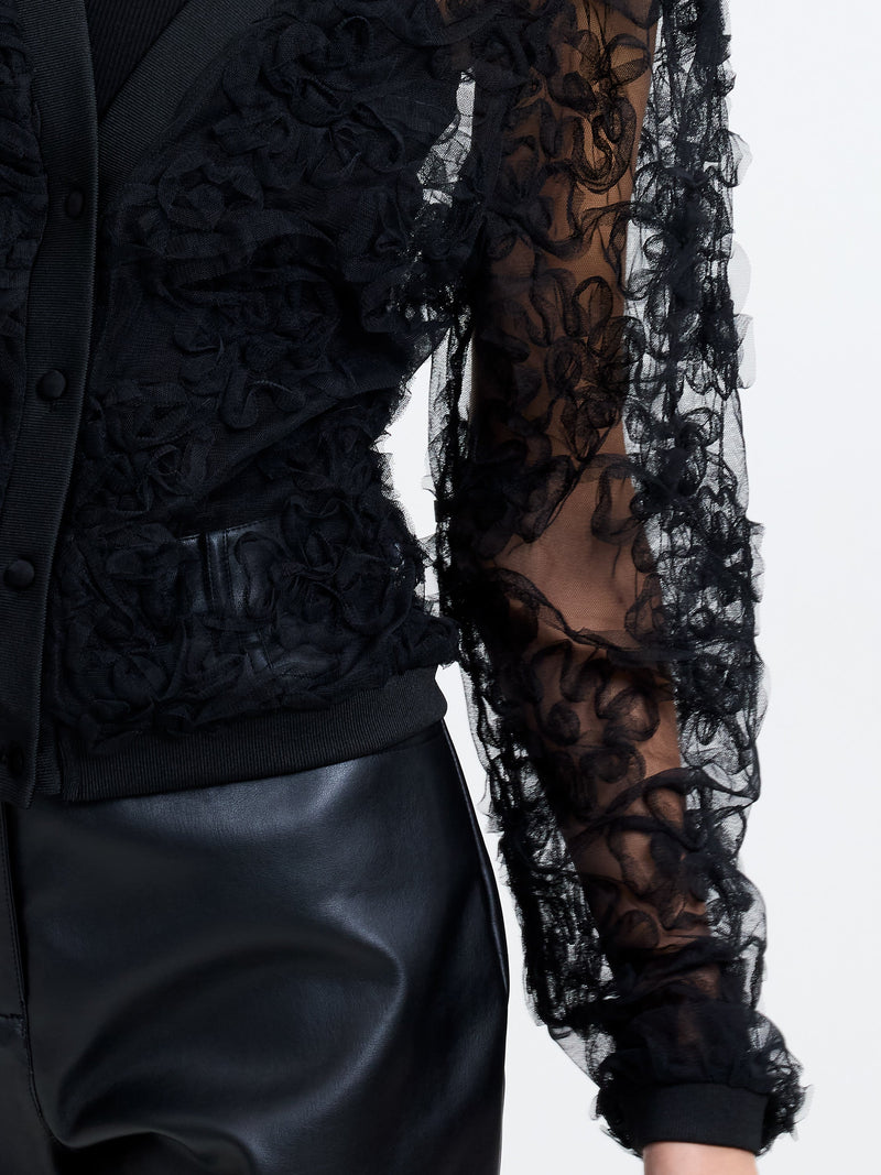 Applique Mesh Cardigan