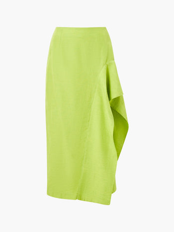 Islay Linen Ruffle Midi Skirt