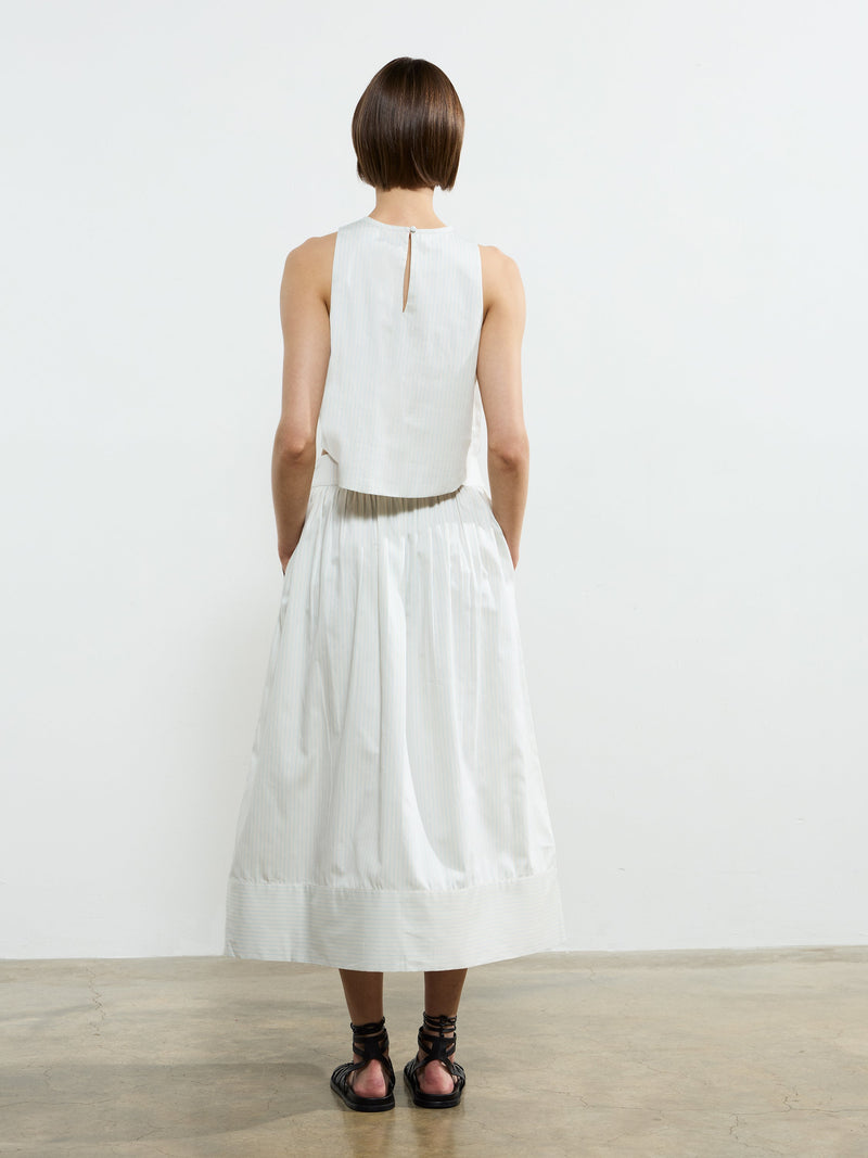 Pinstripe Poplin Maxi Skirt