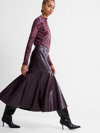 Kayleigh PU Fluted Midi Skirt