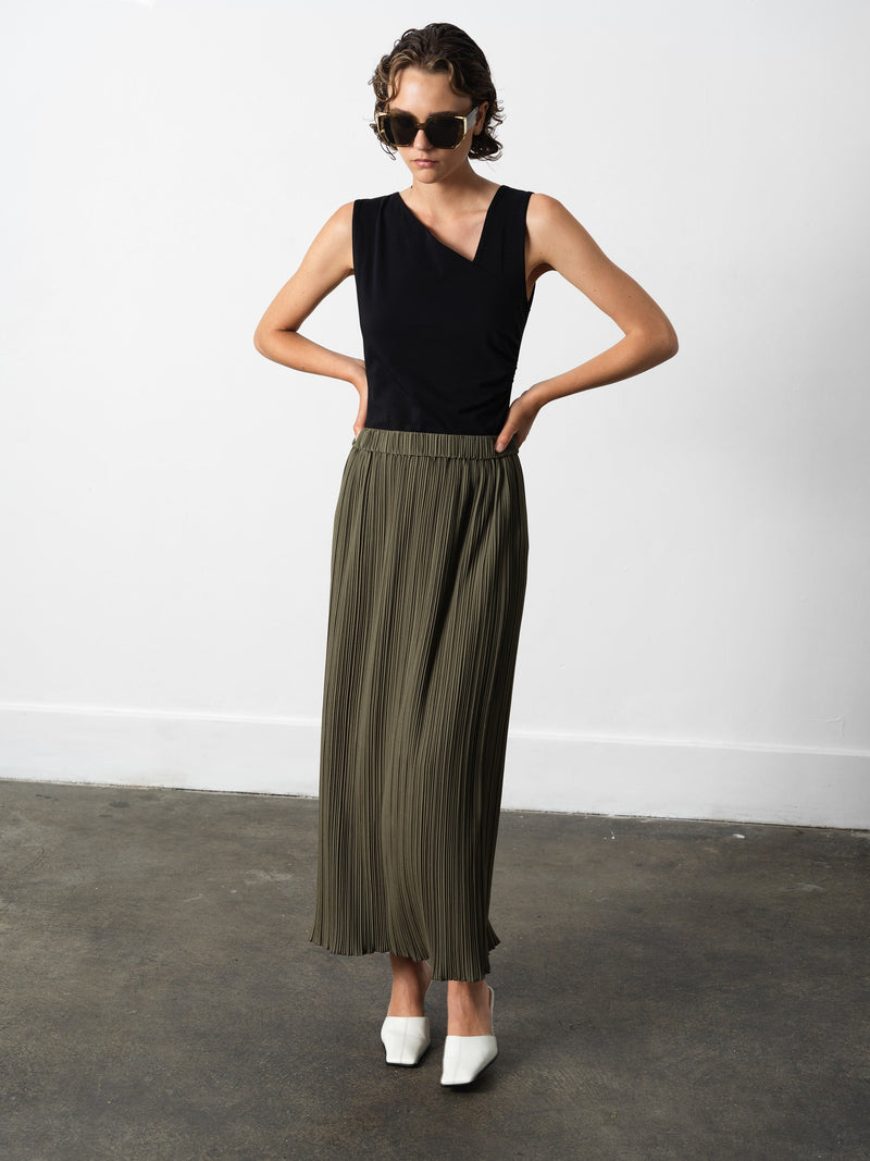 Niri Plisse Column Maxi Skirt