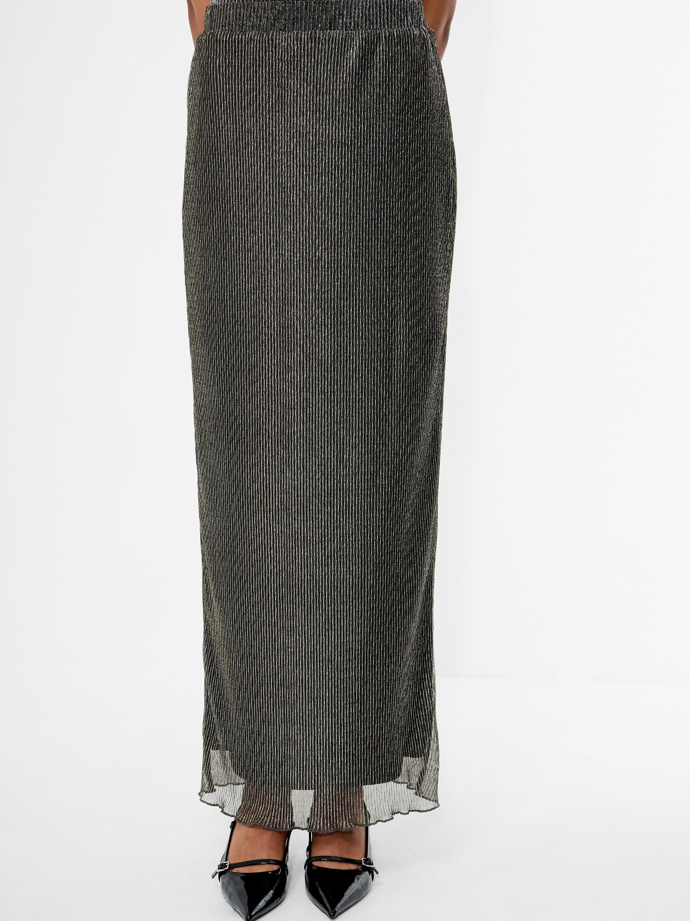 Tamy Lurex Plisse Maxi Skirt