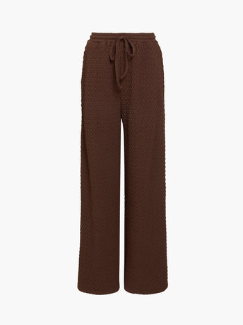 Textured Drawstring Wide Leg Trousers