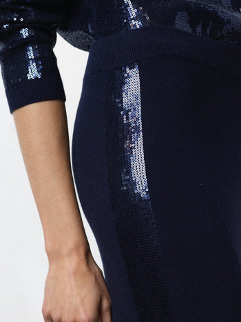 Hannah Knit Sequin Side Panel Wide Leg Trousers