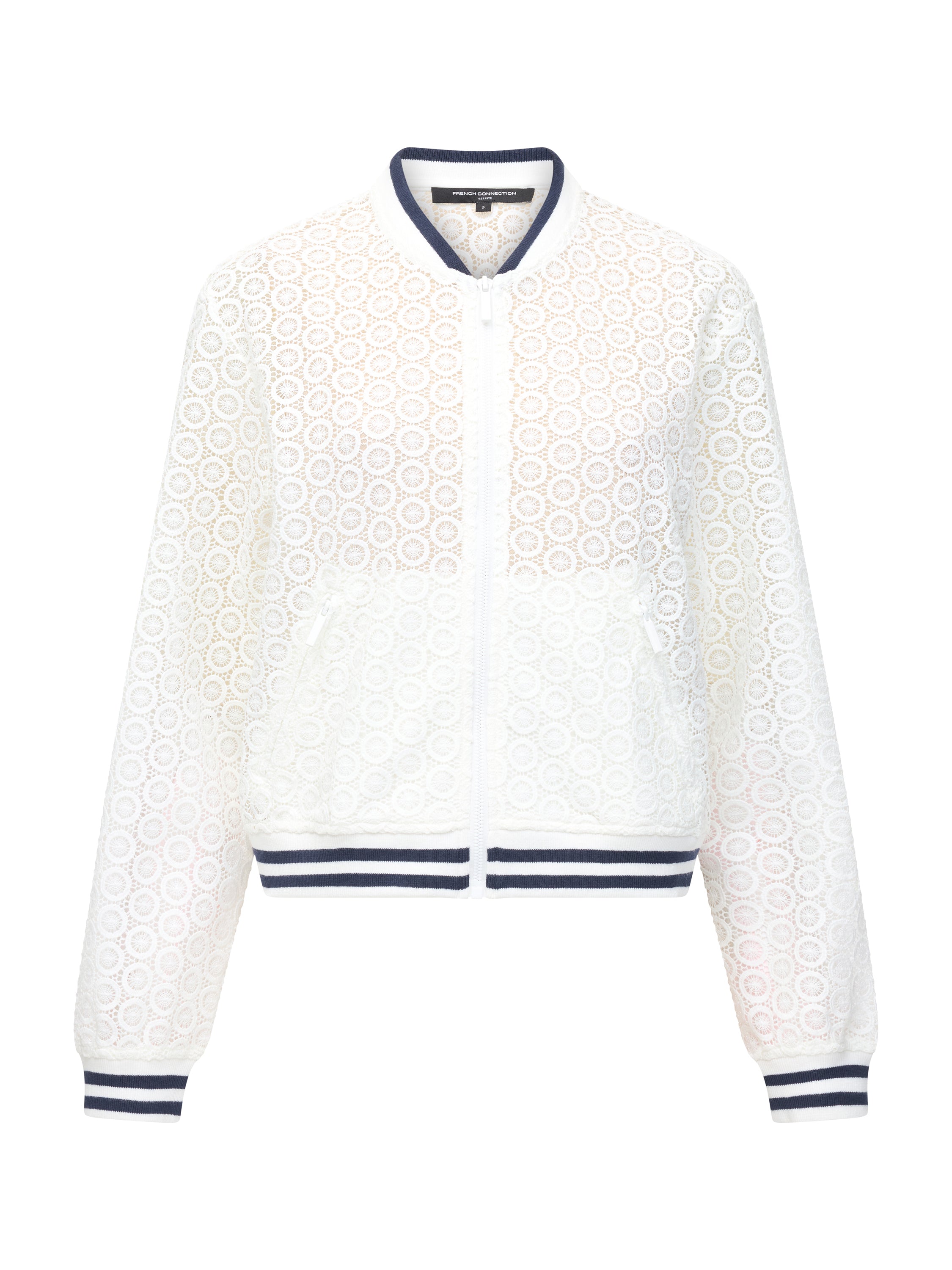 Krista Lace Mix Knit Bomber Jacket